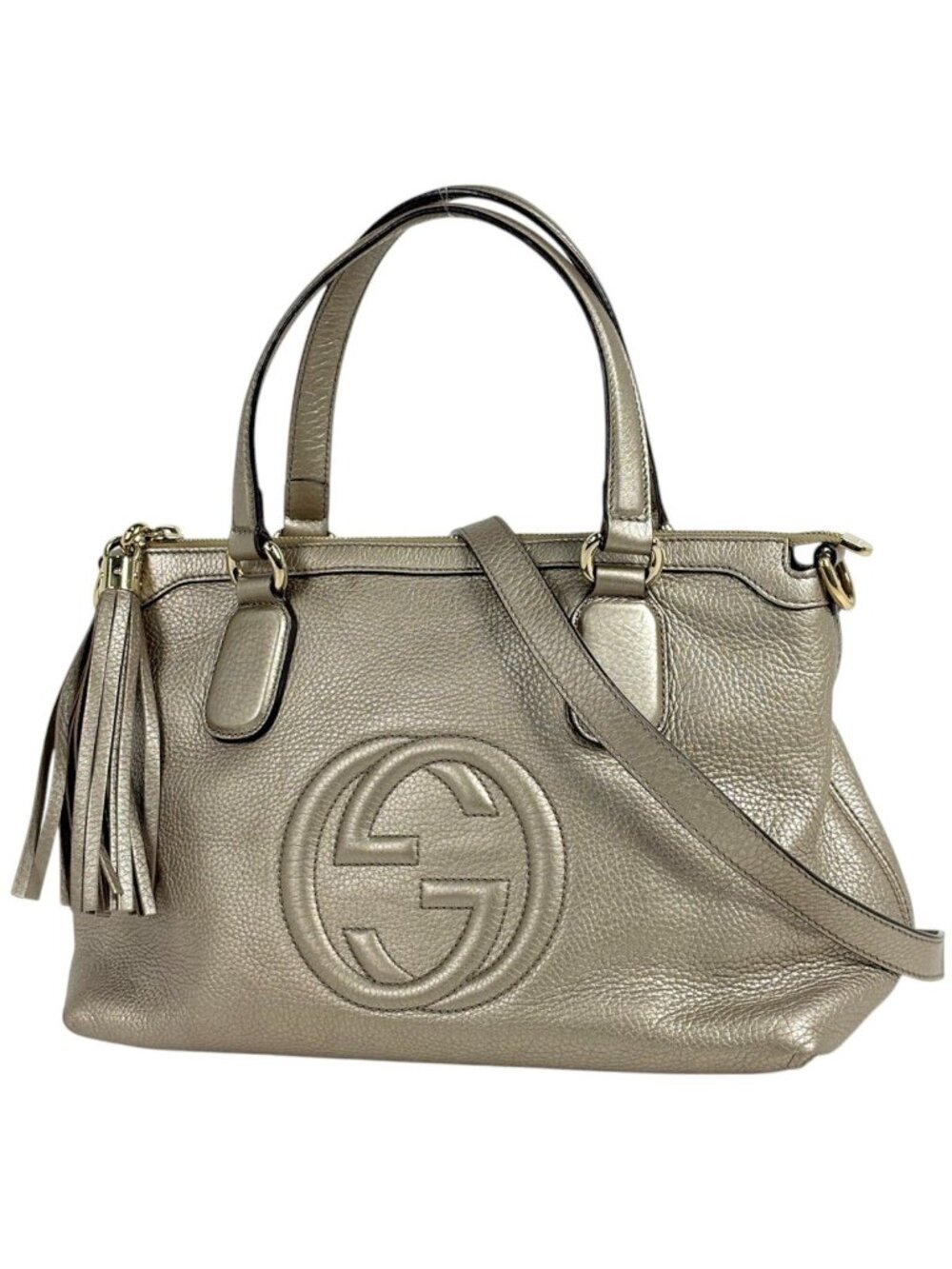 Gucci Handbag Soho 2-Way Fringe Tassel Leather Gold